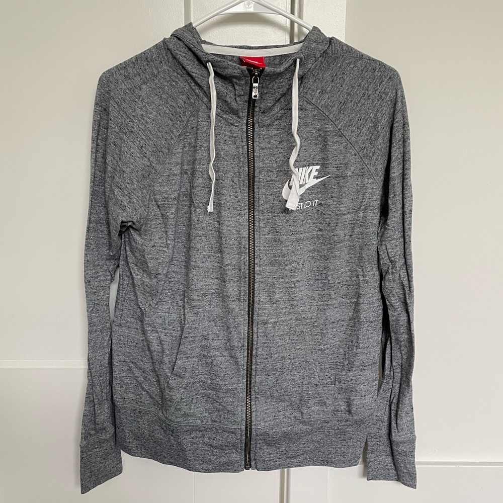 Nike Heather Gray Full Zip Just Do It Hoodie